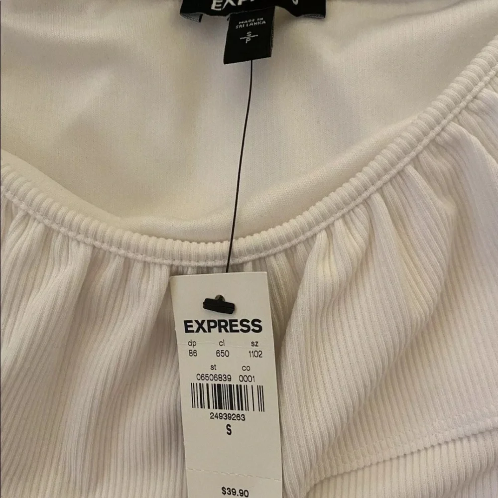Express Ribbed Ruffle off the Shoulders Bodysuit - Picture 2 of 3